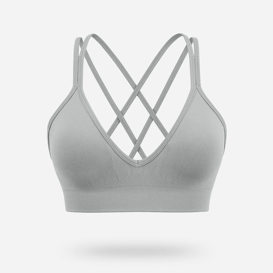 VEQING Seamless V-Neck Women Sports Bras for Small Chests Grey