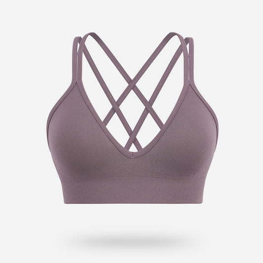 VEQING Seamless V-Neck Women Sports Bras for Small Chests Purple