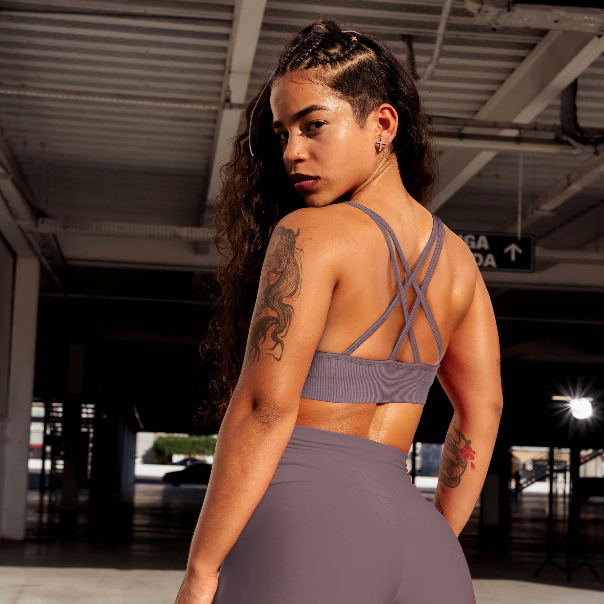 VEQING Seamless V-Neck Women Sports Bras for Small Chests Purple