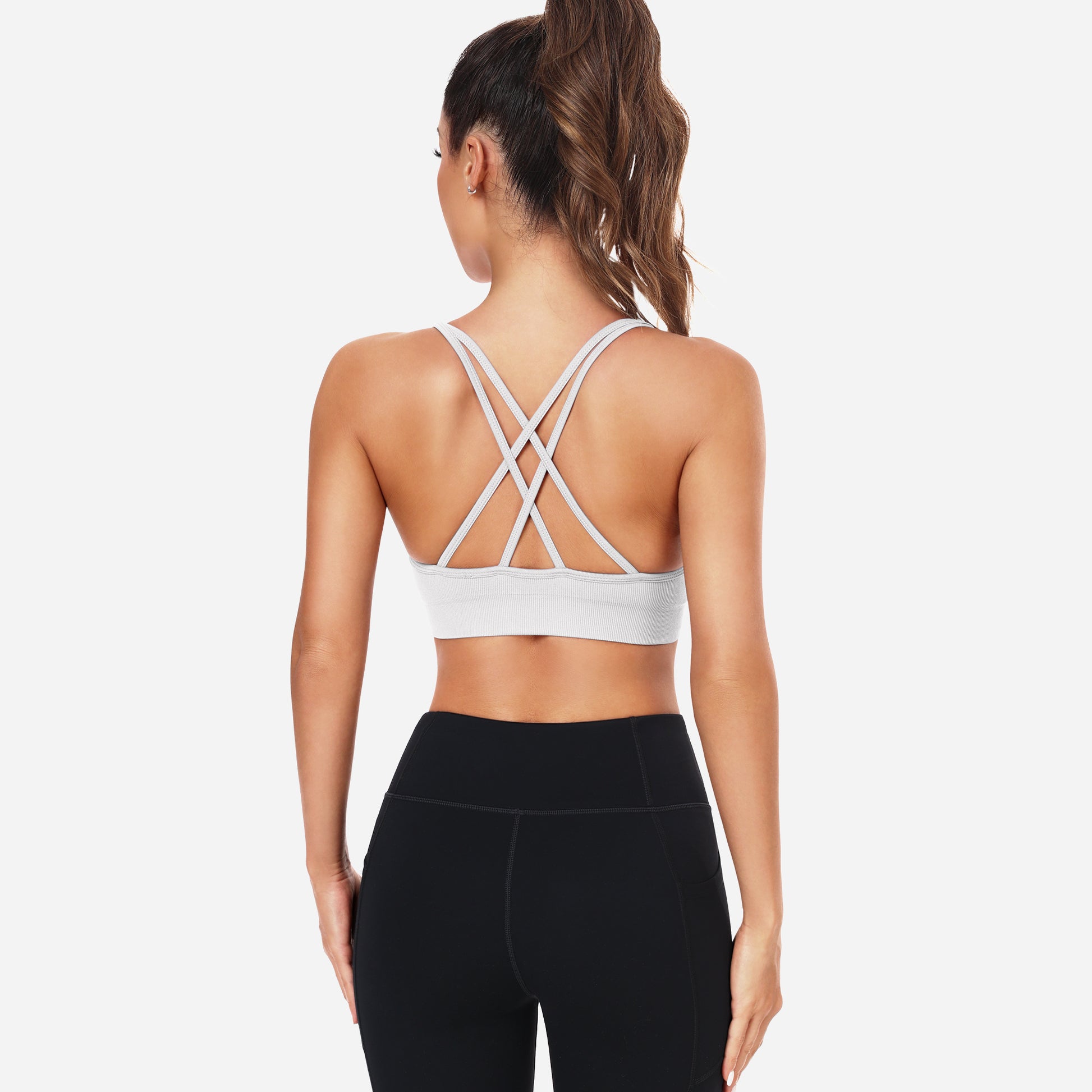VEQING Seamless V-Neck Women Sports Bras for Small Chests White