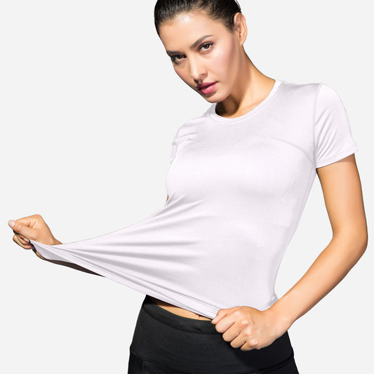 VEQKING Women's Compression T-Shirt Moisture‑Wicking, Quick‑Dry Activewear for Gym, Yoga & Running White