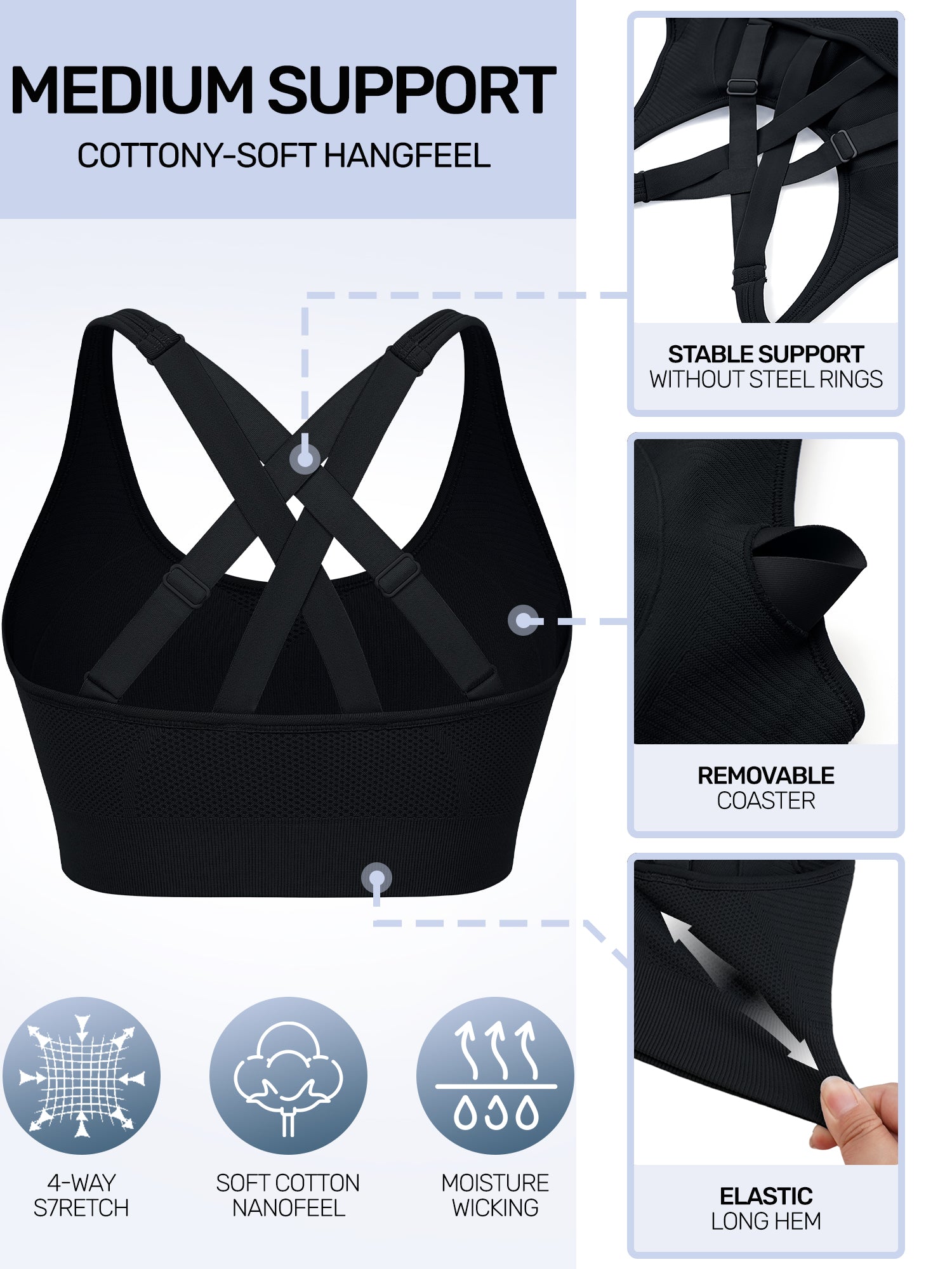 Adjustable Criss Cross Back Sports Bra