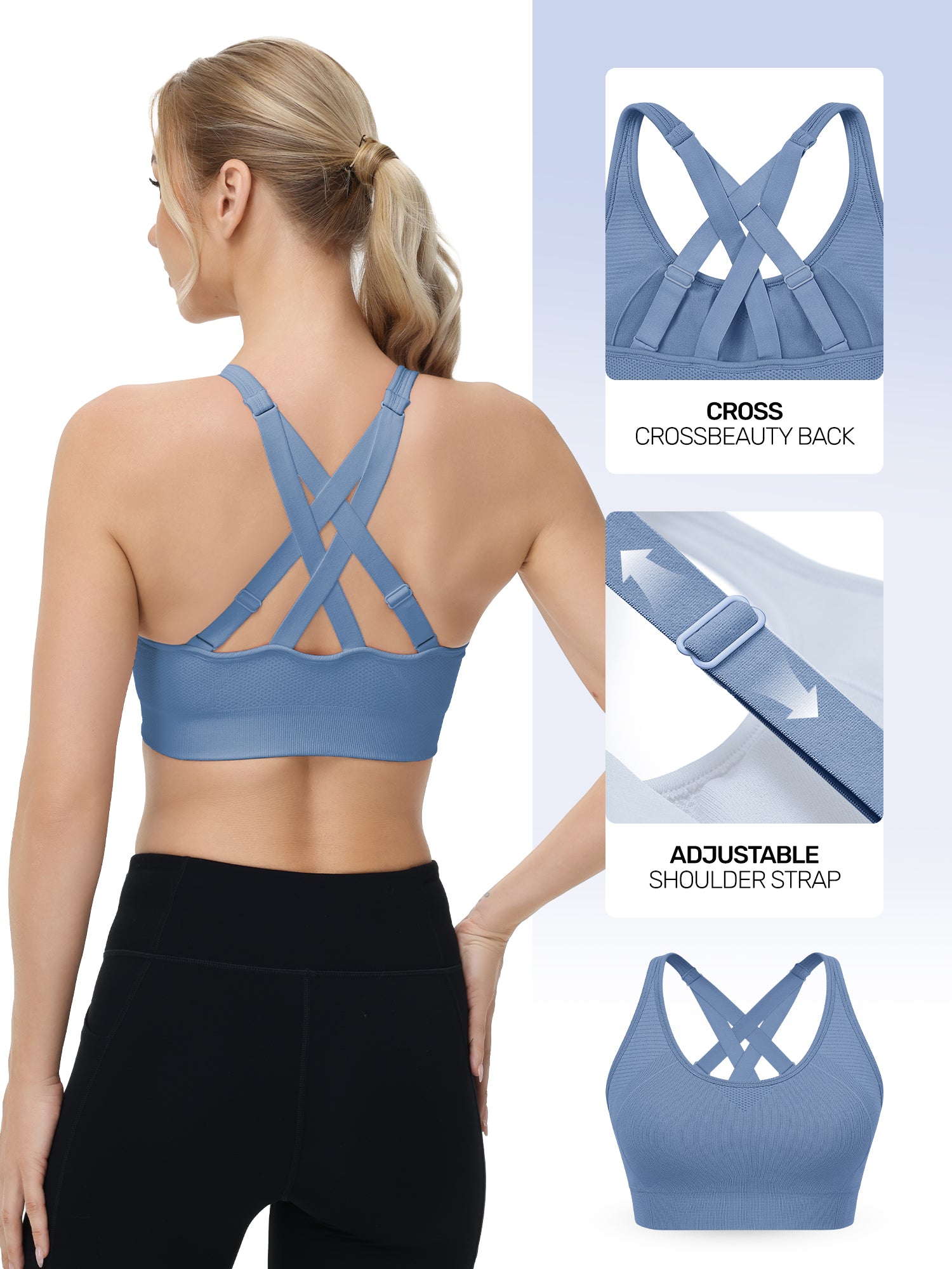 Adjustable Criss Cross Back Sports Bra