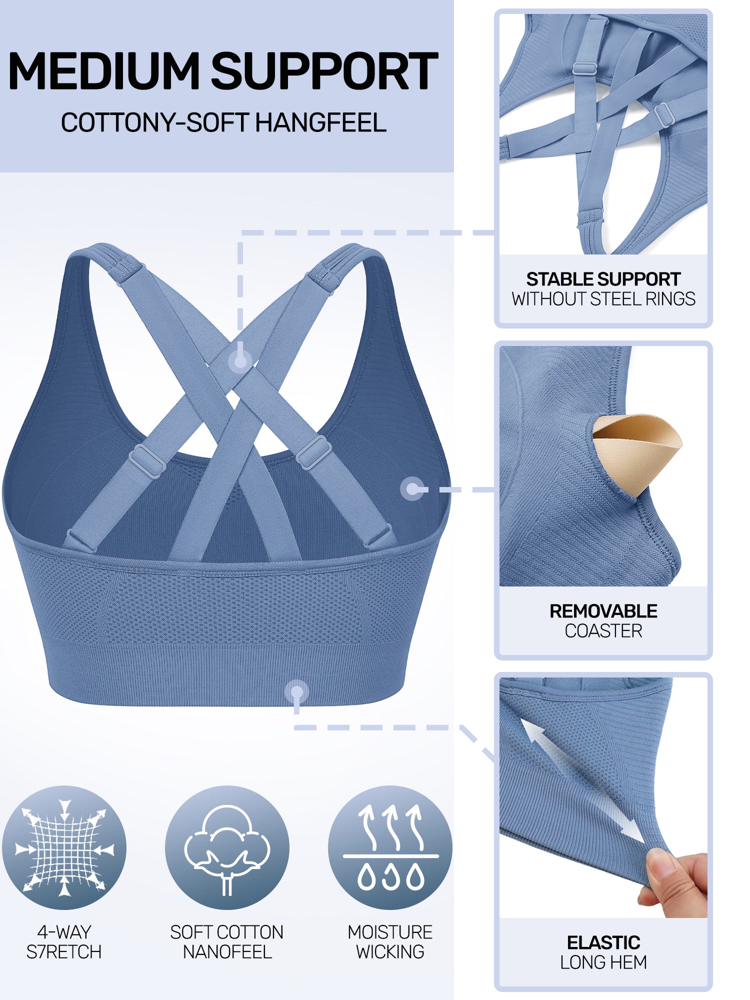Adjustable Criss Cross Back Sports Bra