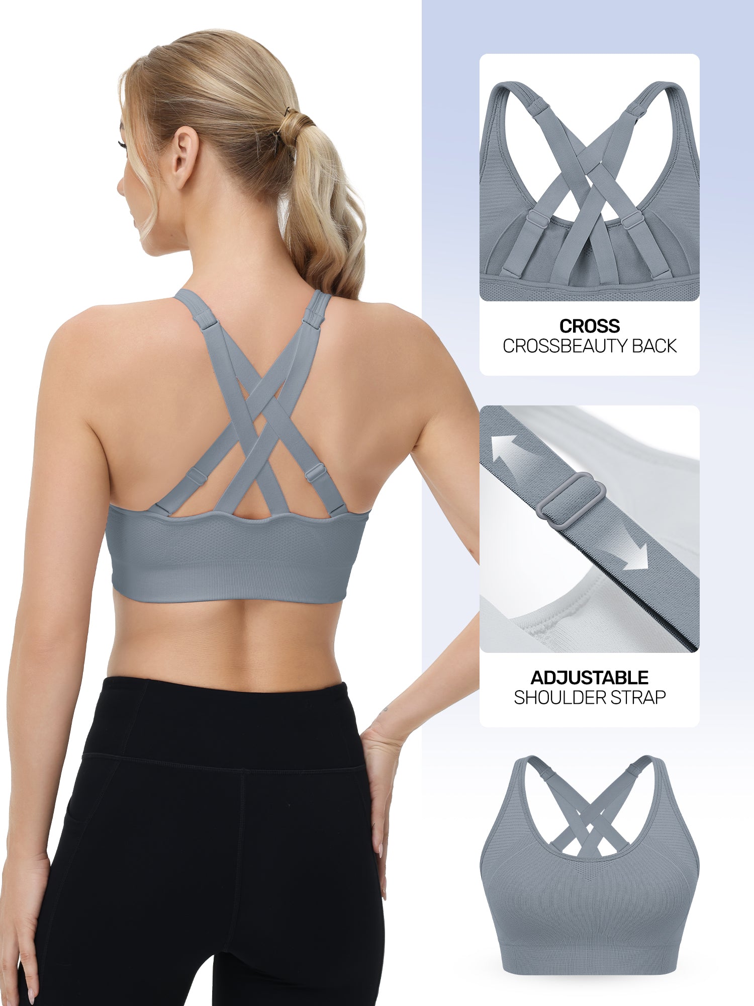 Adjustable Criss Cross Back Sports Bra