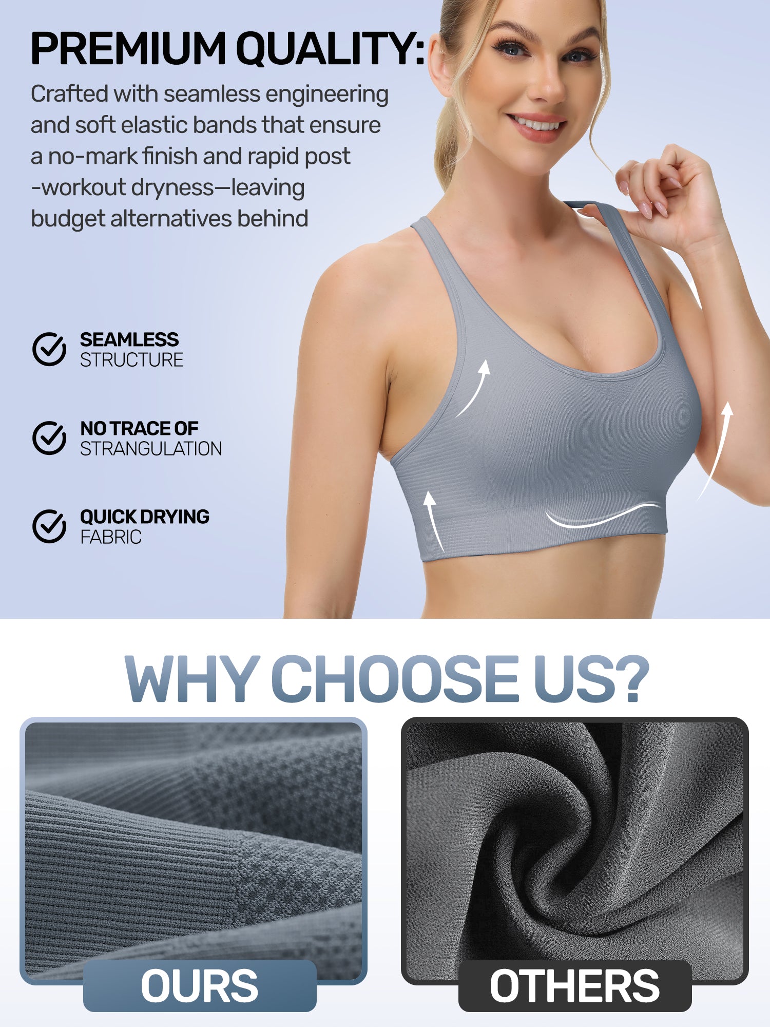 Adjustable Criss Cross Back Sports Bra