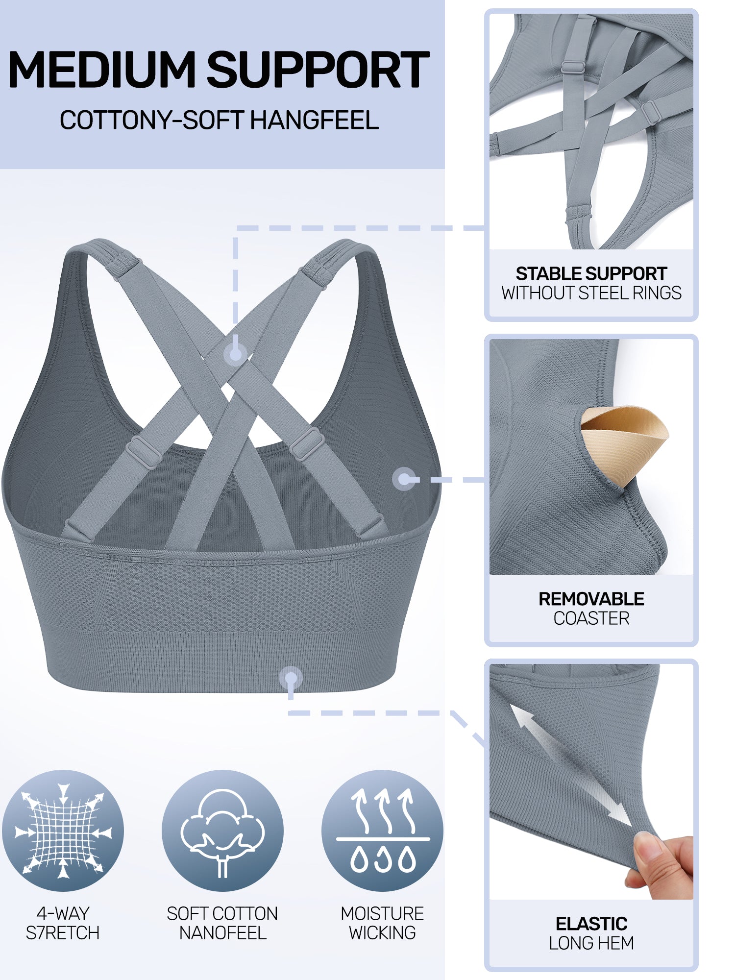 Adjustable Criss Cross Back Sports Bra