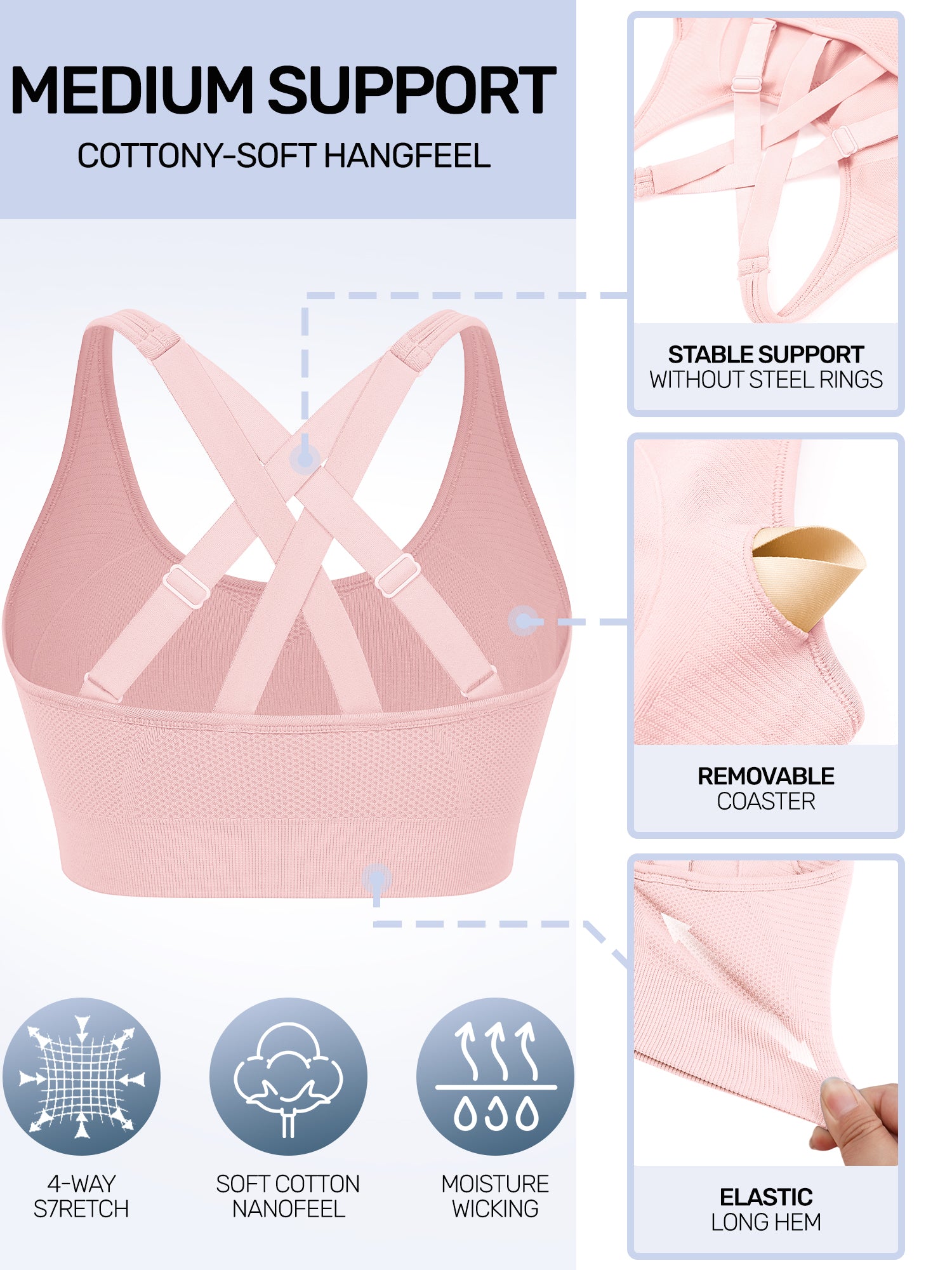 Adjustable Criss Cross Back Sports Bra