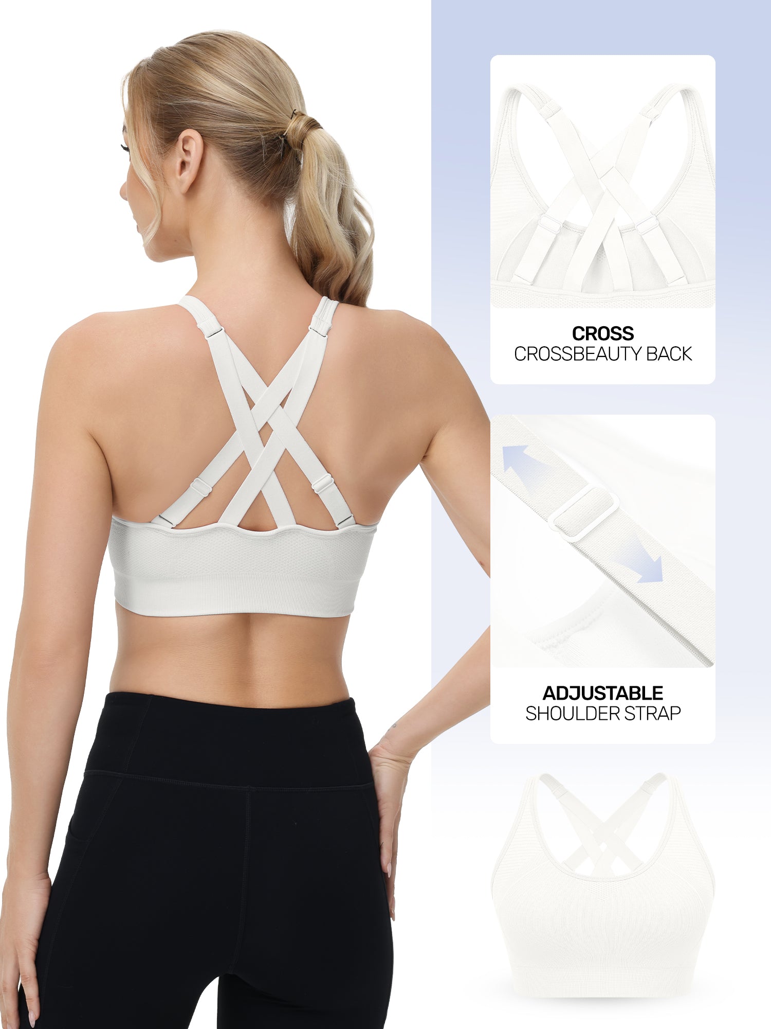 Adjustable Criss Cross Back Sports Bra