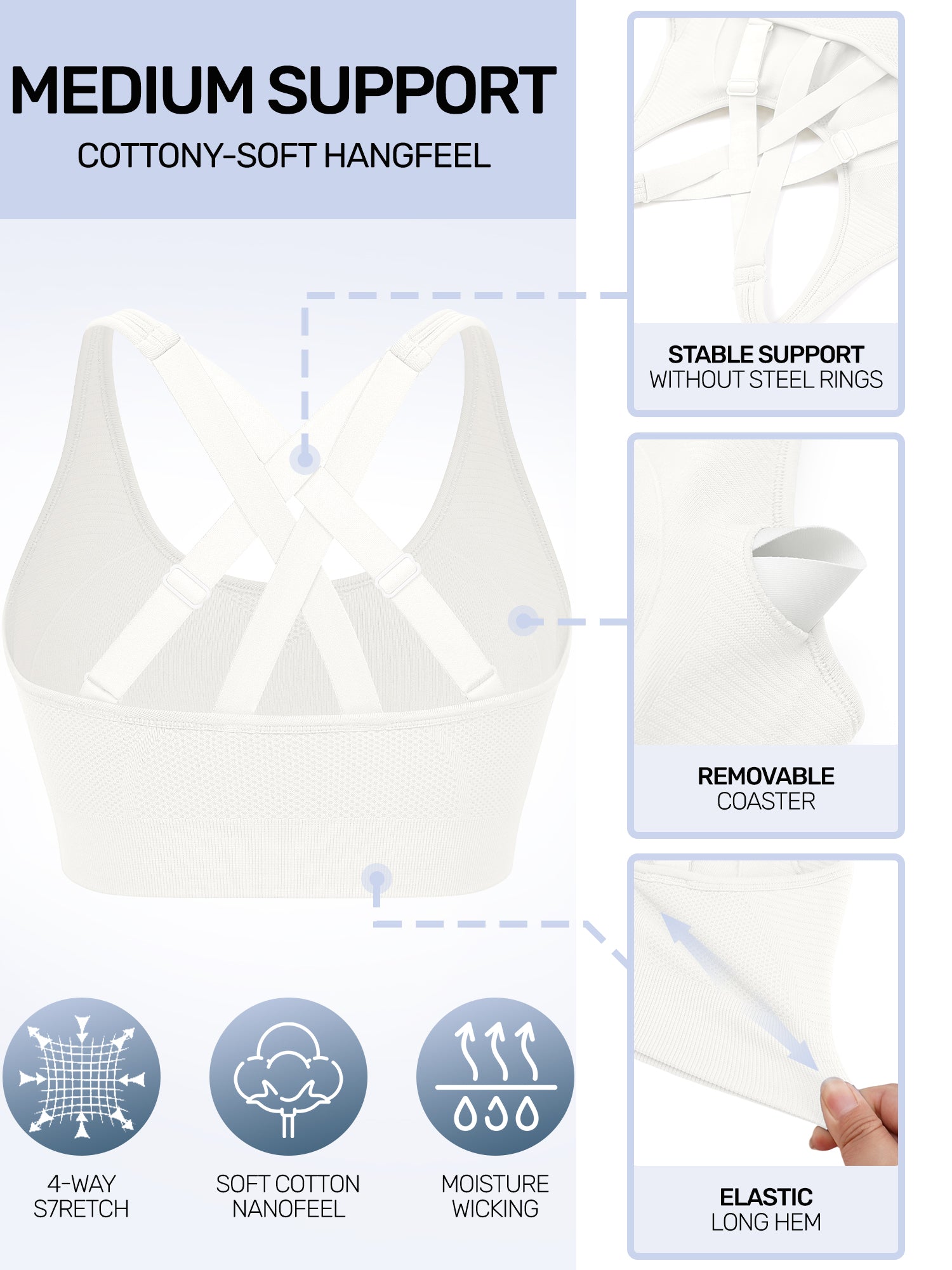 Adjustable Criss Cross Back Sports Bra