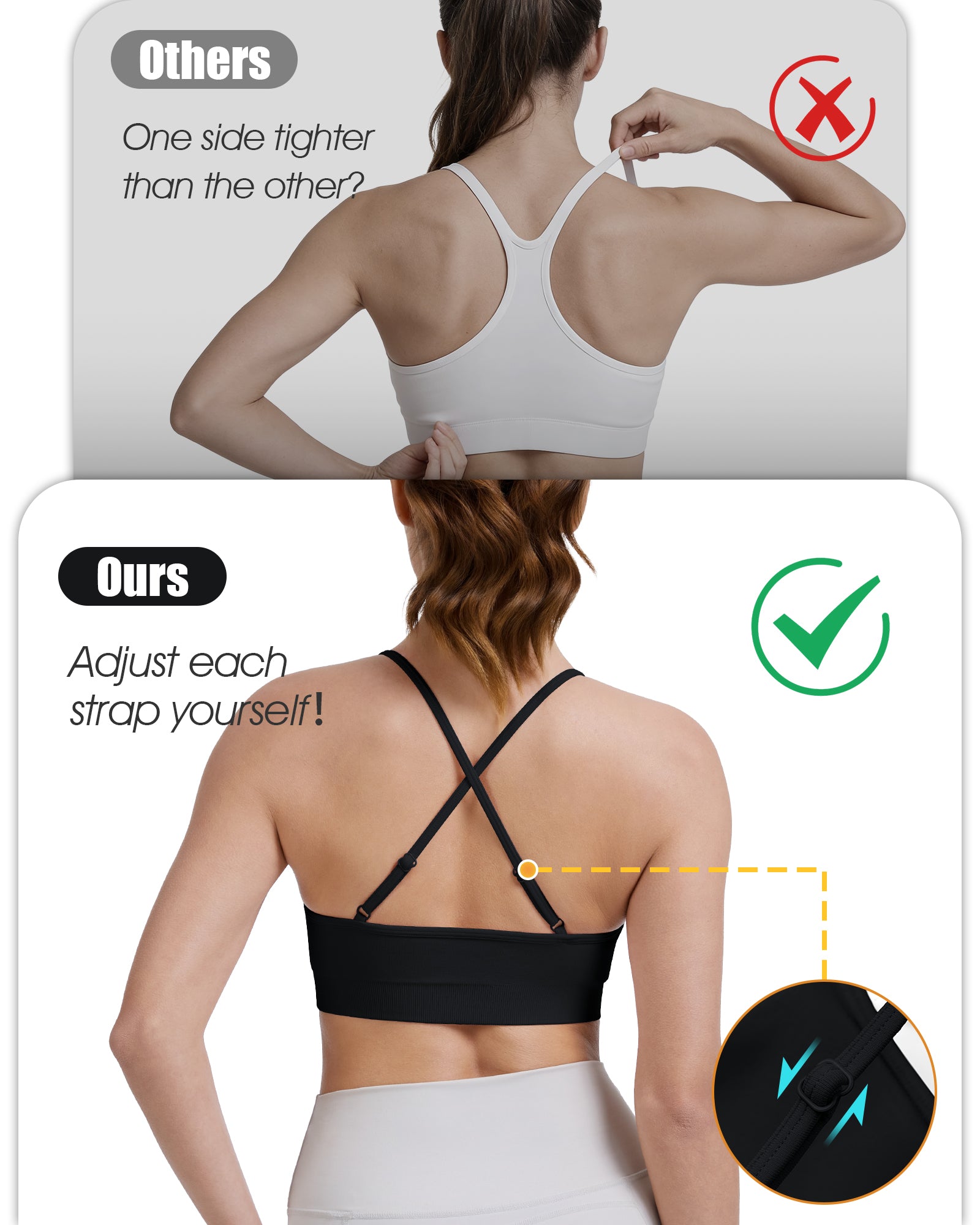 Adjustable Cross Back Sports Bra