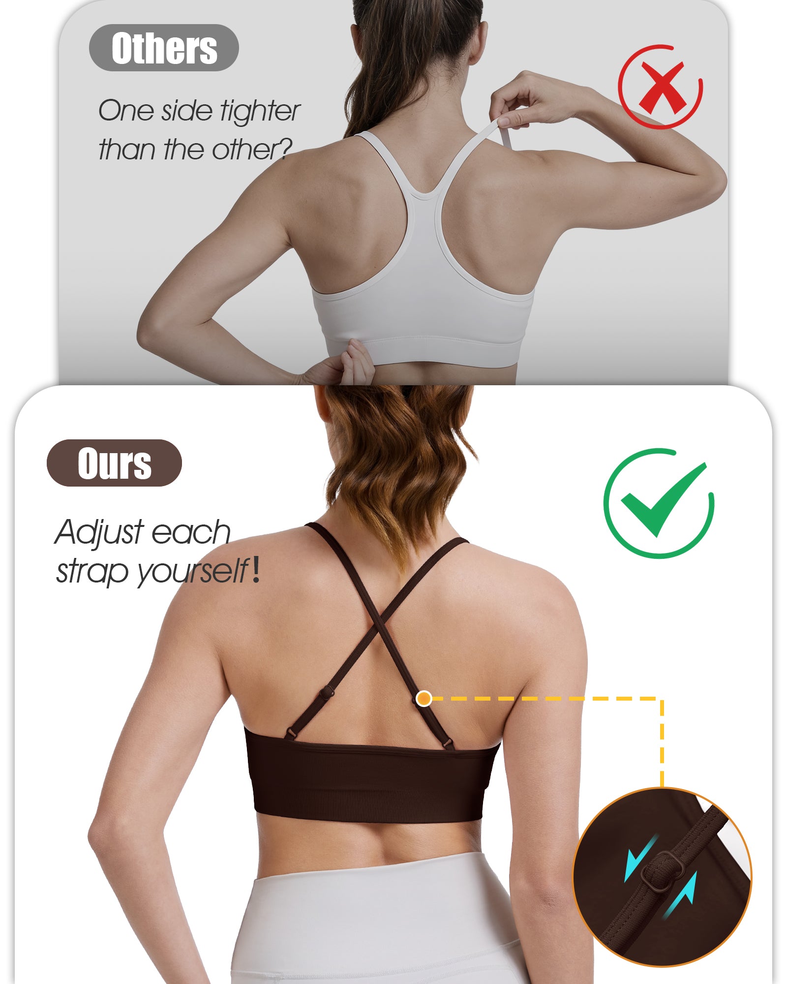 Adjustable Cross Back Sports Bra