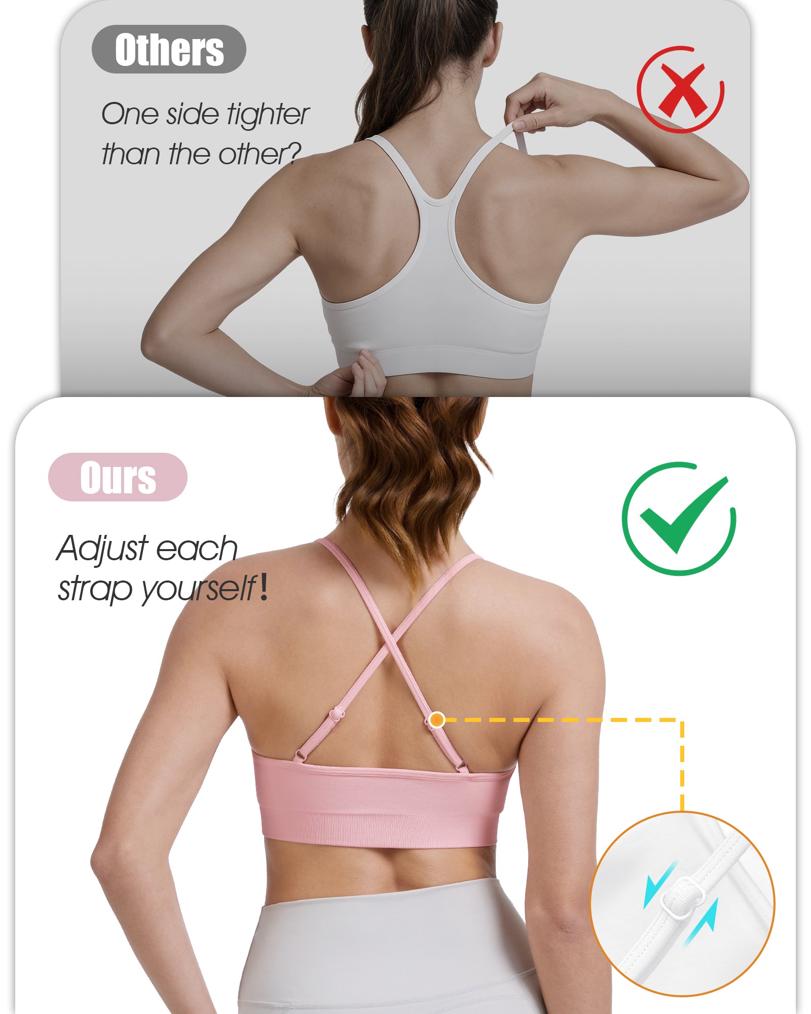 Adjustable Cross Back Sports Bra