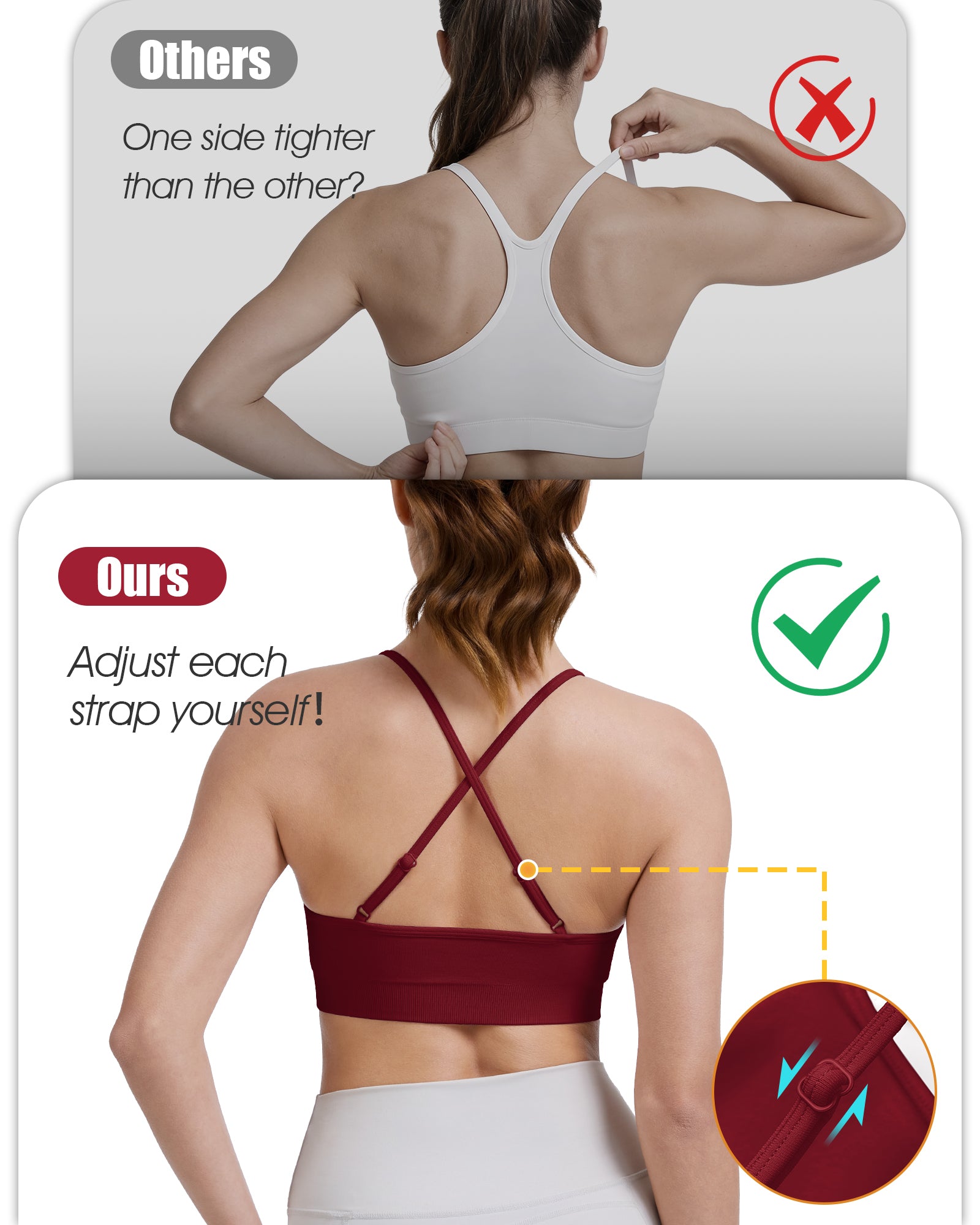 Adjustable Cross Back Sports Bra