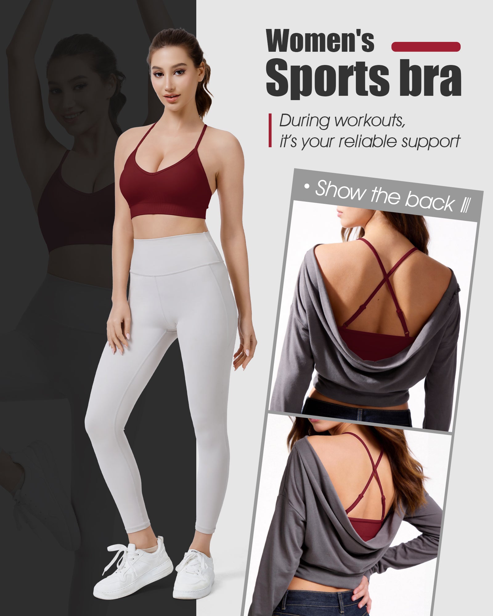 Adjustable Cross Back Sports Bra