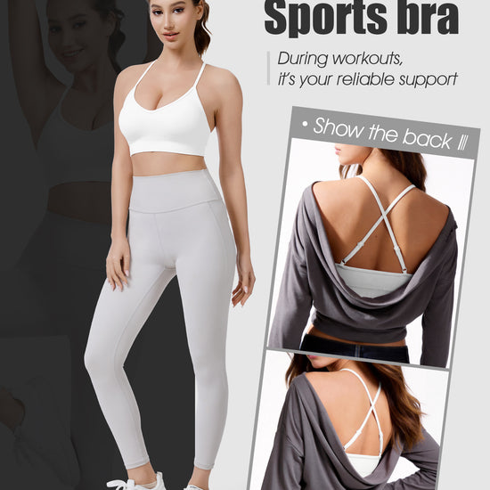 Adjustable Cross Back Sports Bra_White 5