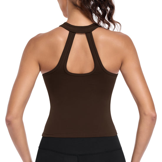 Built-in Bra Cutout Racerback Workout Top