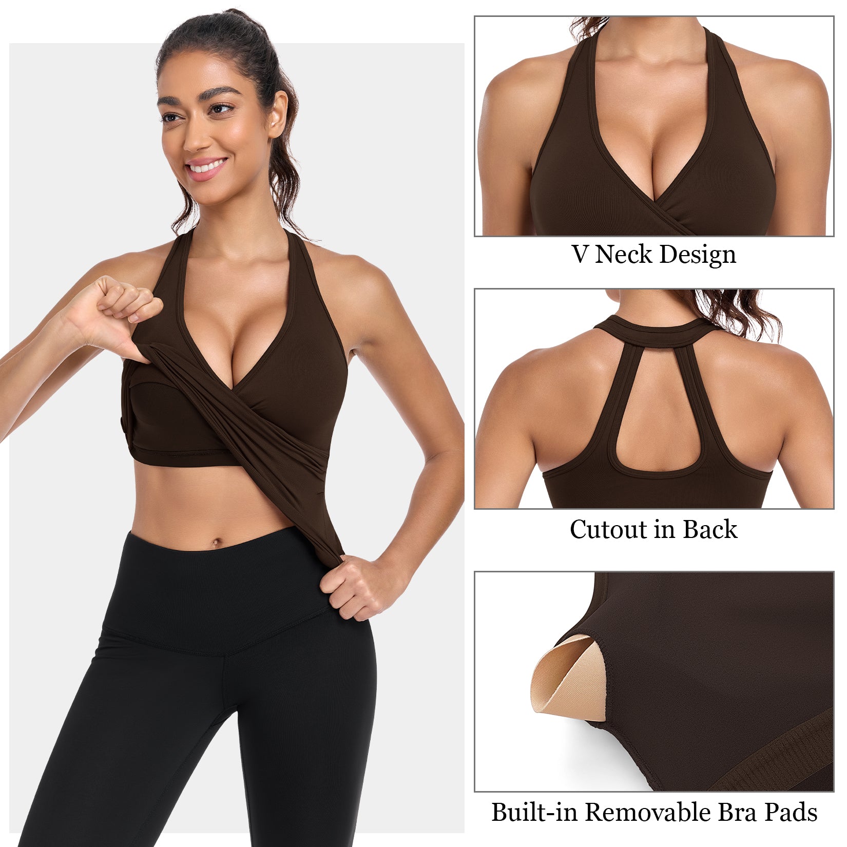 Built-in Bra Cutout Racerback Workout Top