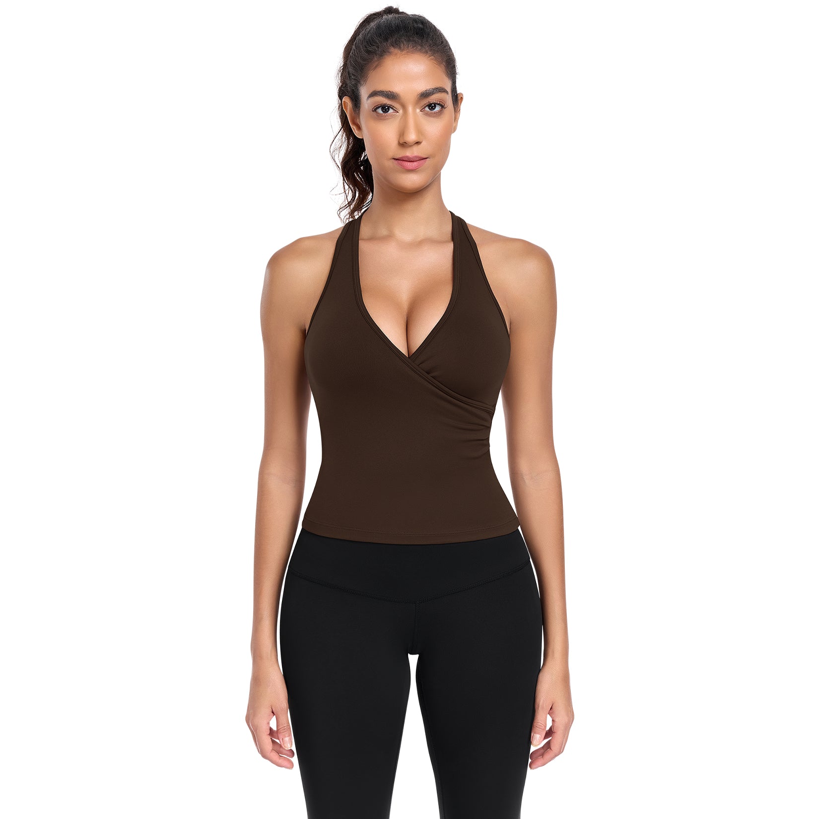 Built-in Bra Cutout Racerback Workout Top