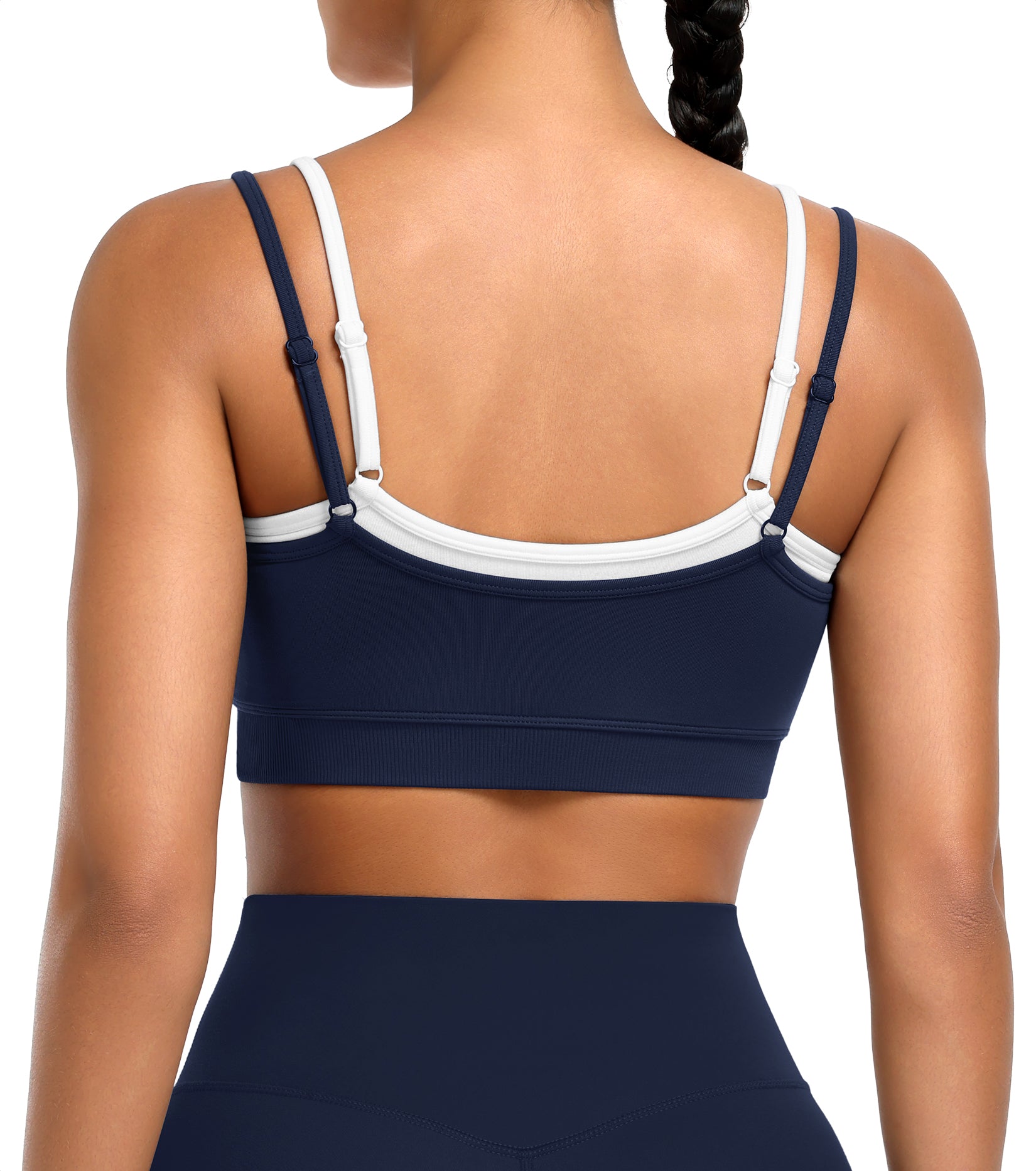 Contrast Double Layer Adjustable Straps Sports Bra