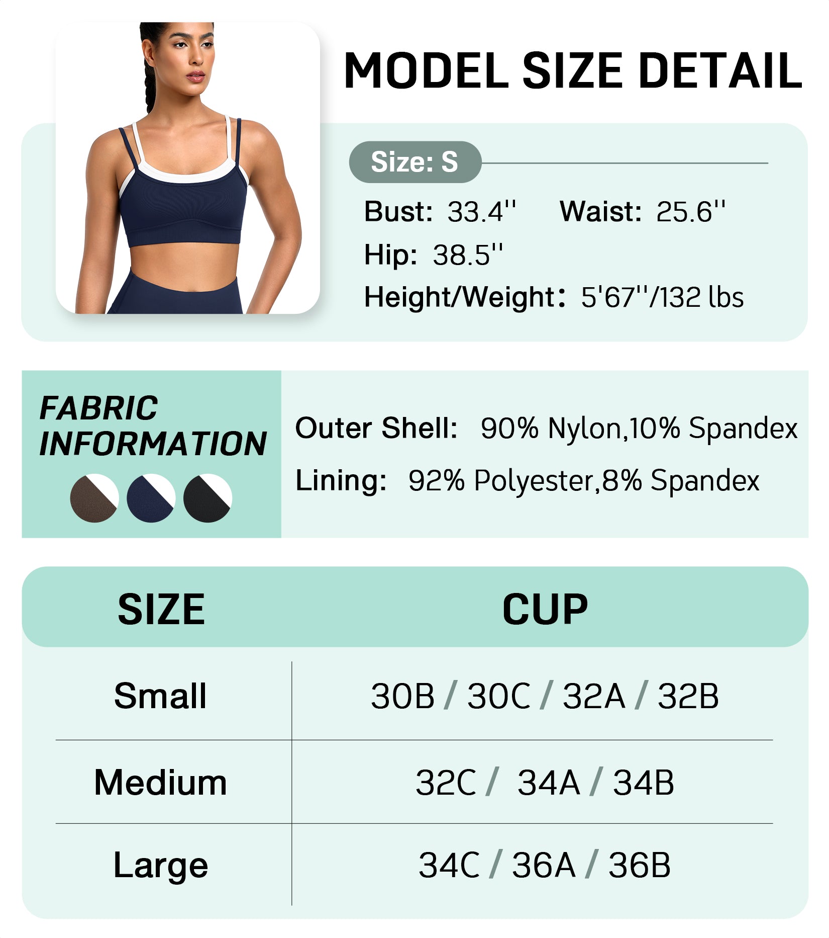 Contrast Double Layer Adjustable Straps Sports Bra