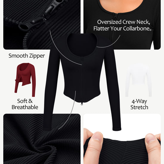 Double-Zip Fitted Cropped Cardigan