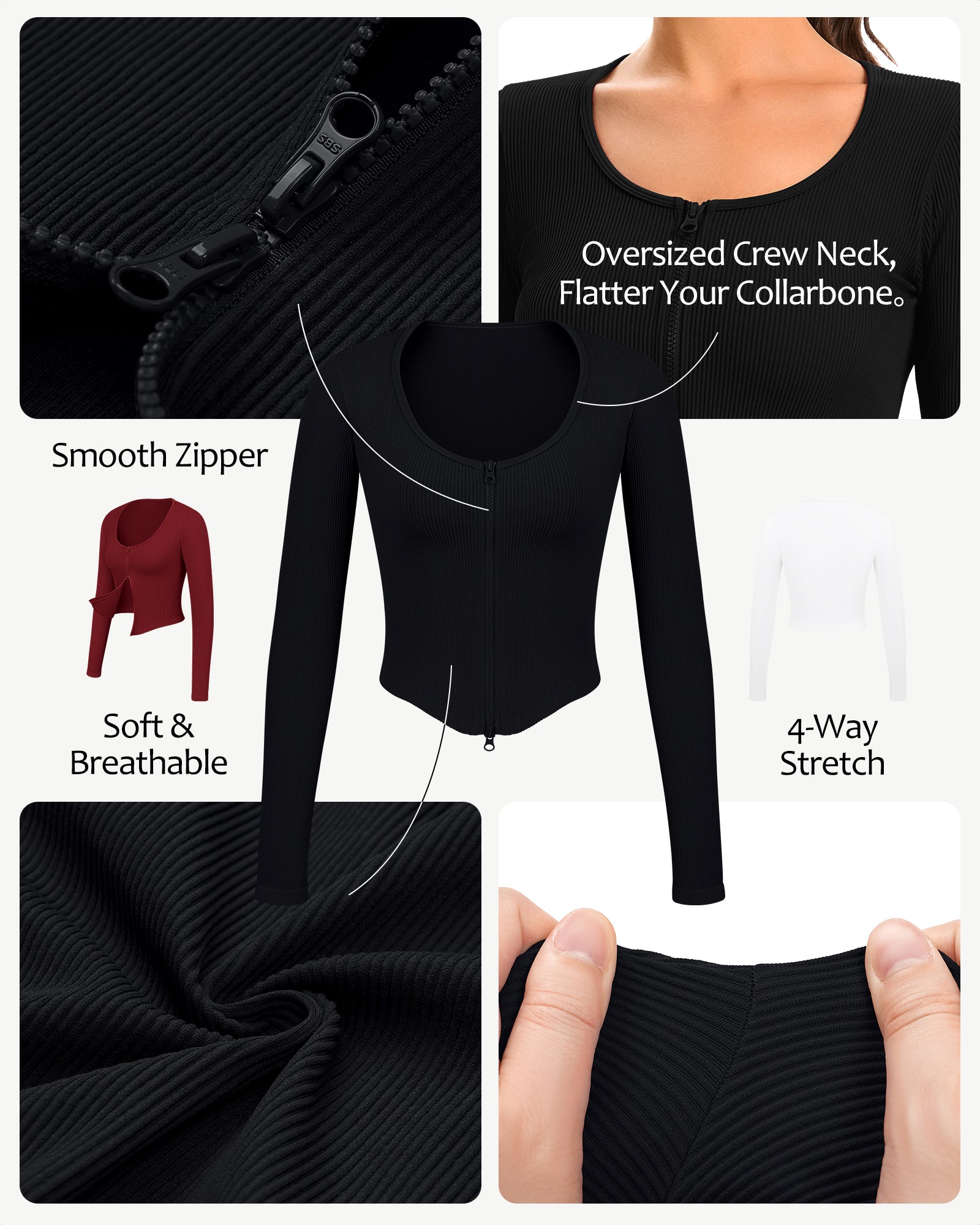 Double-Zip Fitted Cropped Cardigan