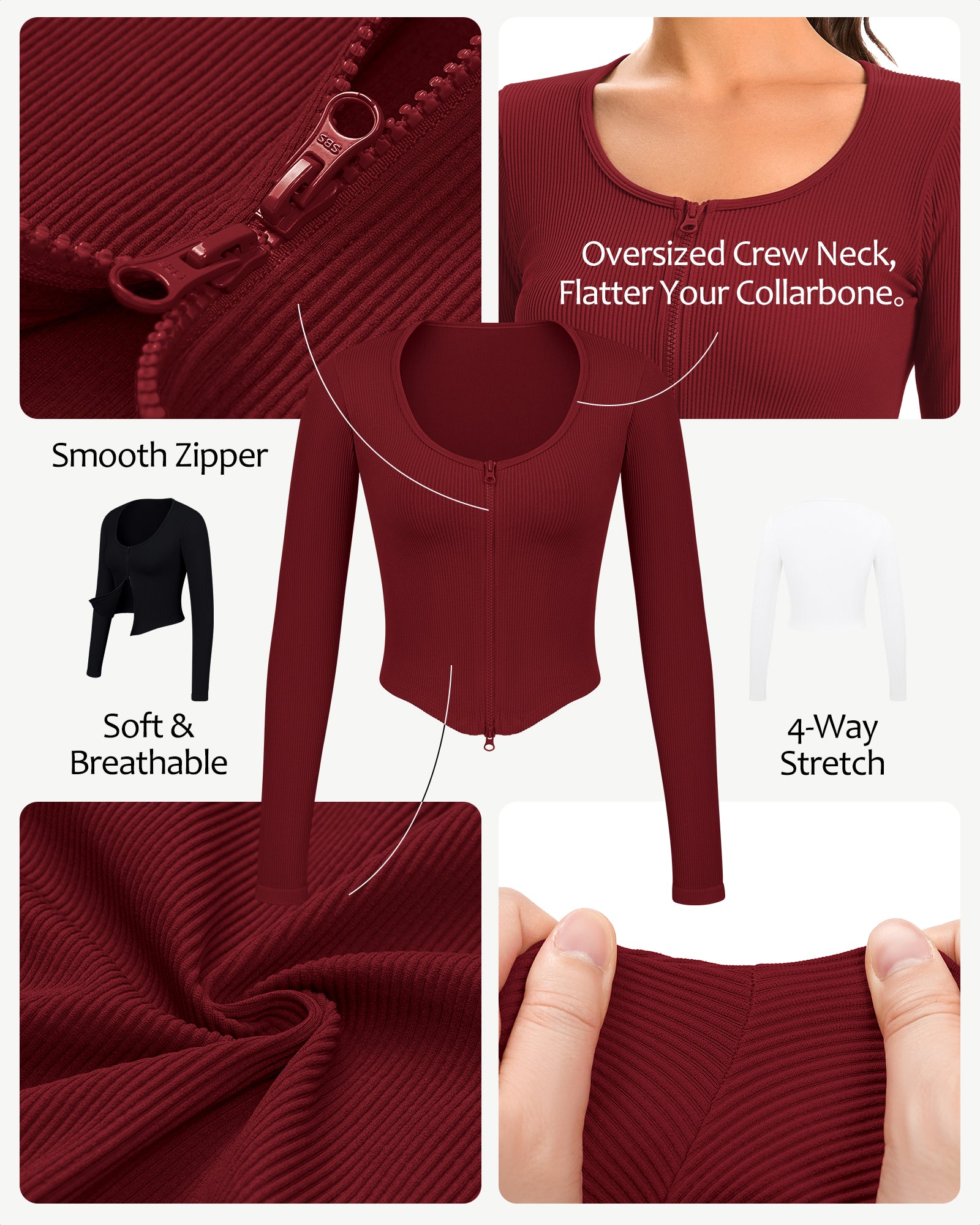 Double-Zip Fitted Cropped Cardigan