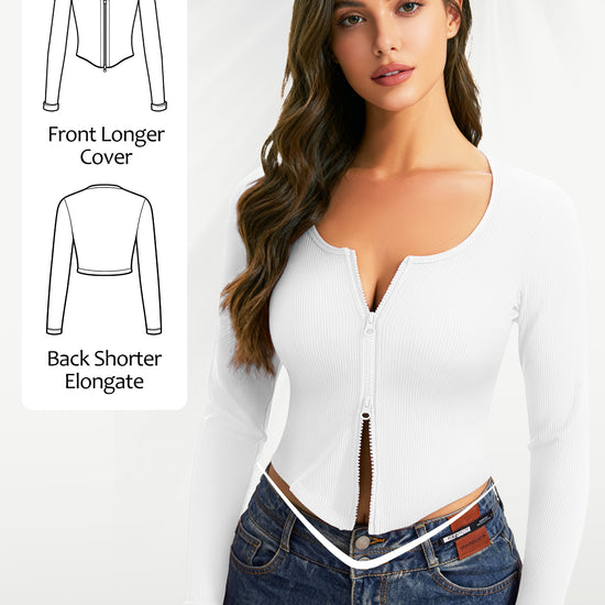 Double-Zip Fitted Cropped Cardigan