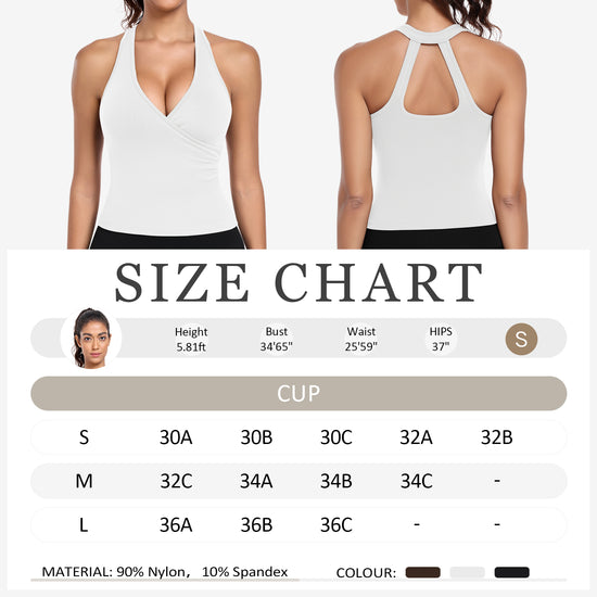 Halter V-Back Workout Tank with Built-in Bra Removable Pads