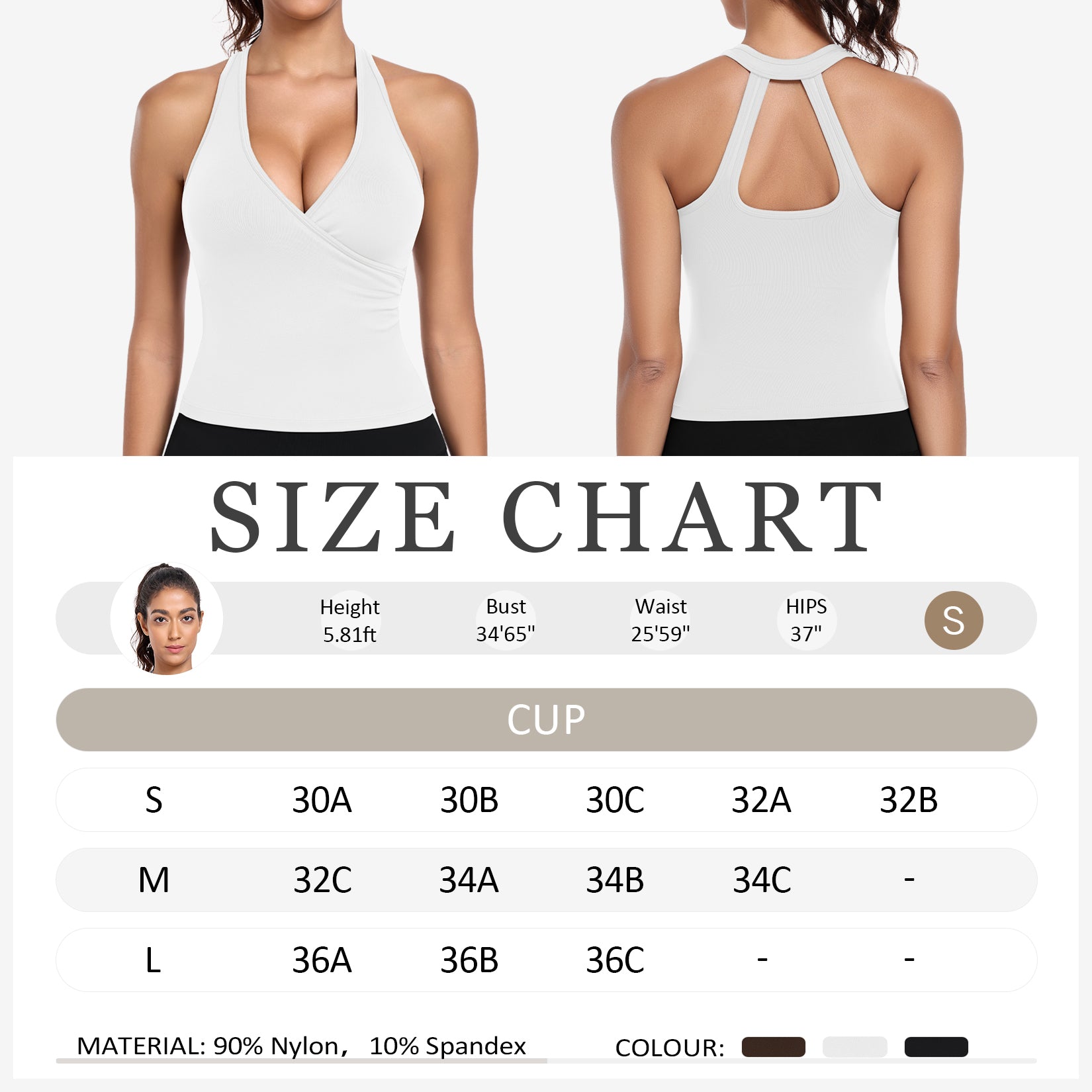 Halter V-Back Workout Tank with Built-in Bra Removable Pads