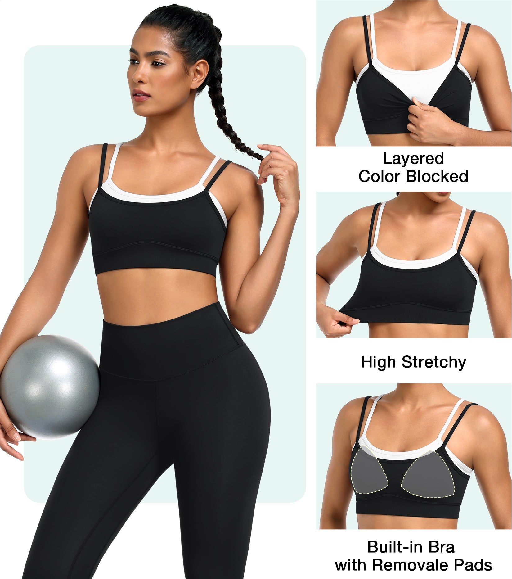 Removable Padded Low Impact Yoga Bra