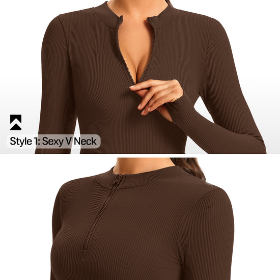 Ribbed Half-Zip Turtleneck Crop Top