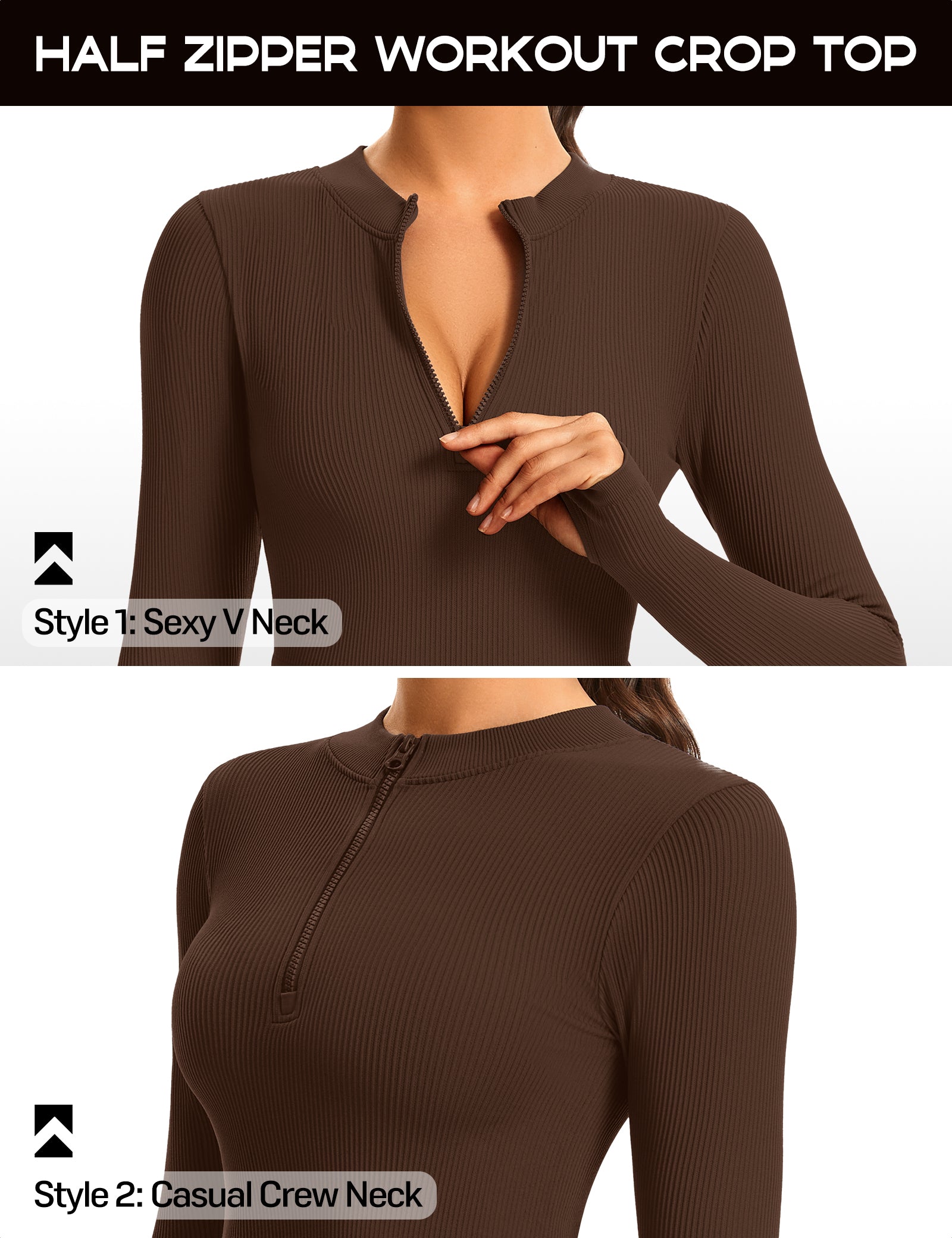 Ribbed Half-Zip Turtleneck Crop Top