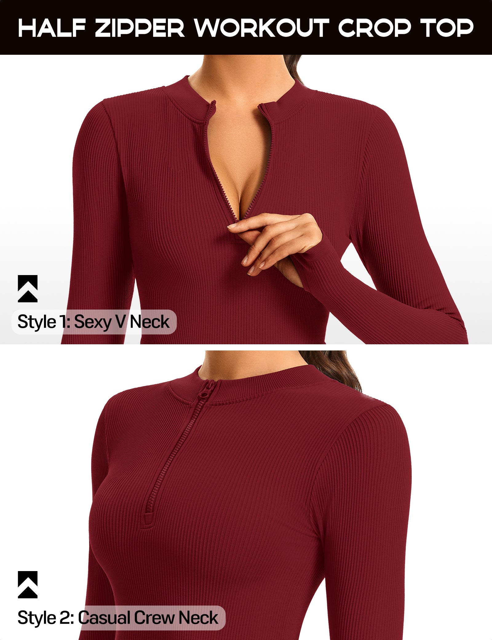 Ribbed Half-Zip Turtleneck Crop Top