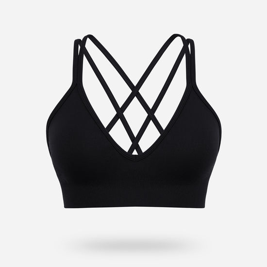 VEQING Seamless V-Neck Women Sports Bras for Small Chests Black