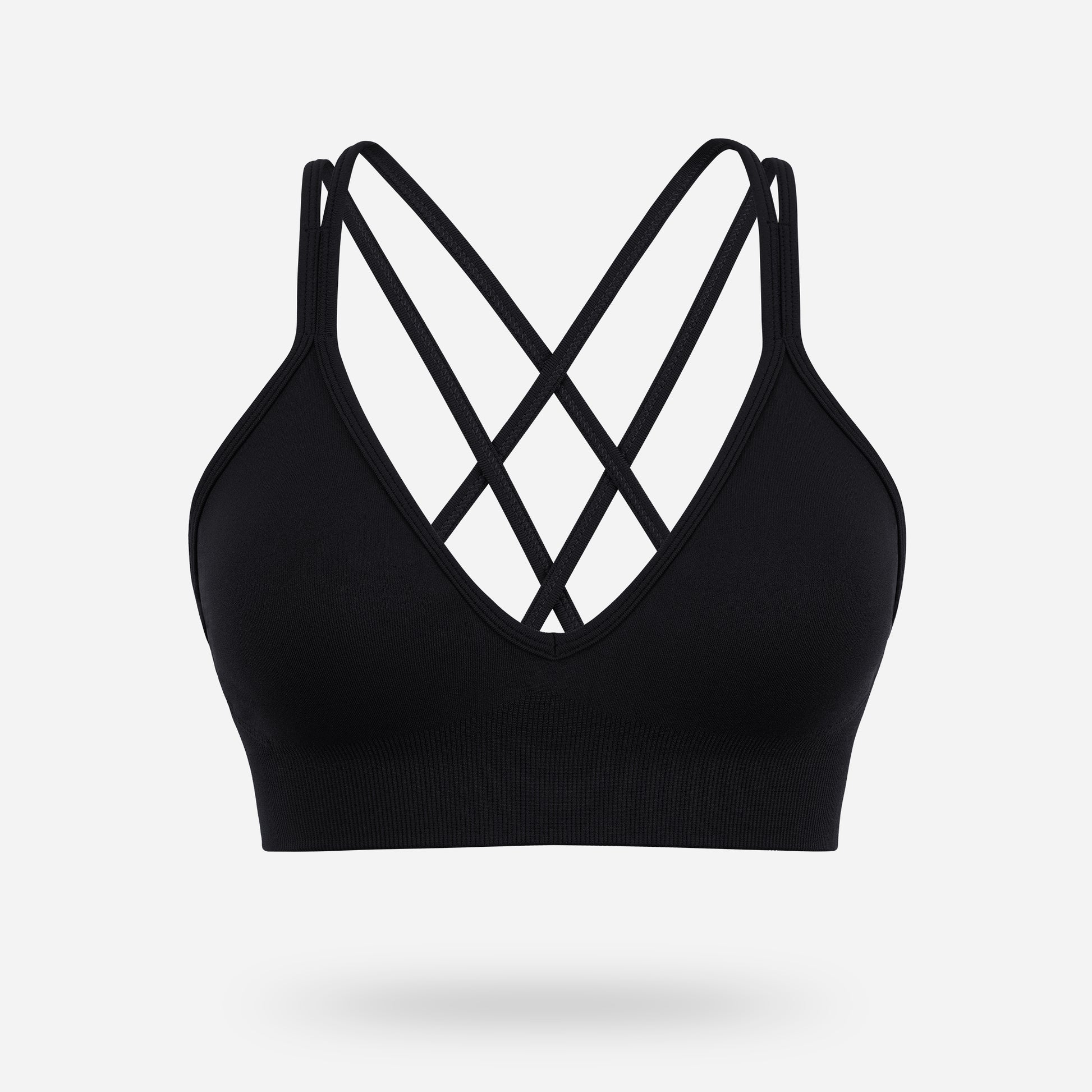 VEQING Seamless V-Neck Women Sports Bras for Small Chests Black