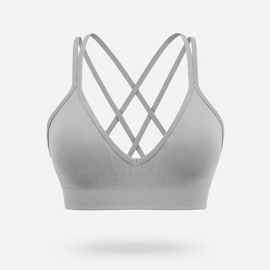 VEQING Seamless V-Neck Women Sports Bras for Small Chests Grey