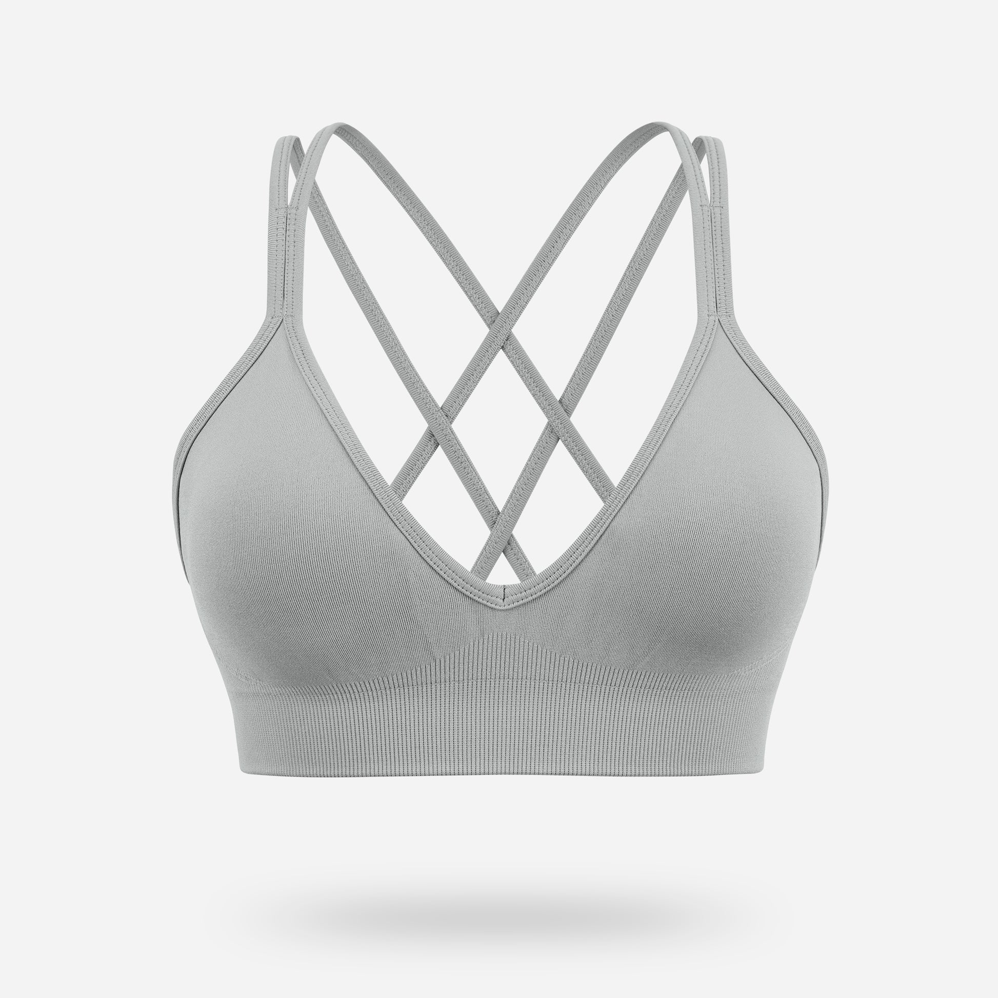 VEQING Seamless V-Neck Women Sports Bras for Small Chests Grey