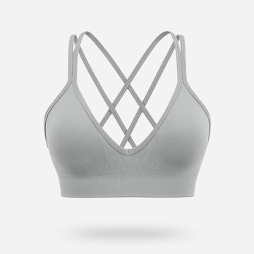 VEQING Seamless V-Neck Women Sports Bras for Small Chests Grey