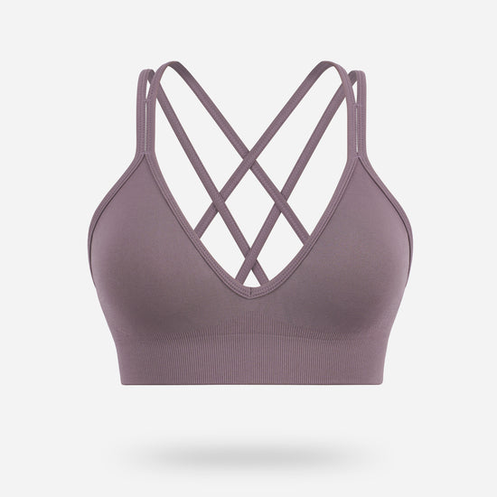 VEQING Seamless V-Neck Women Sports Bras for Small Chests Purple