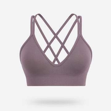 VEQING Seamless V-Neck Women Sports Bras for Small Chests Purple