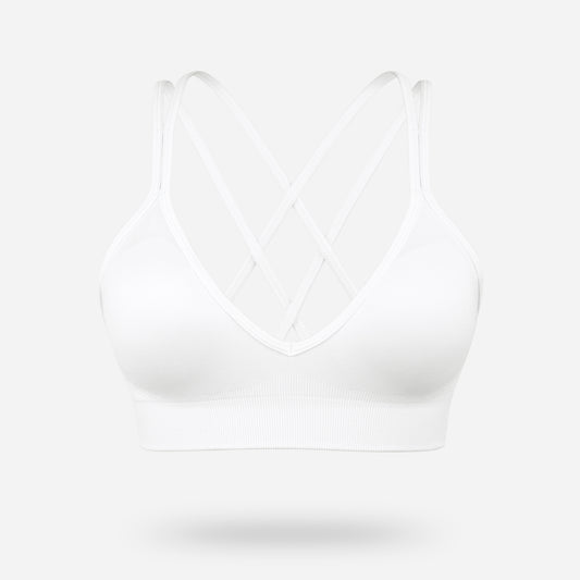 VEQING Seamless V-Neck Women Sports Bras for Small Chests White