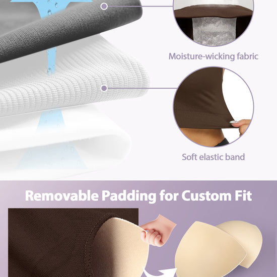 VEQKING Strappy Women's Sports Bras for Cross-Back Running with Removable Padding Brown