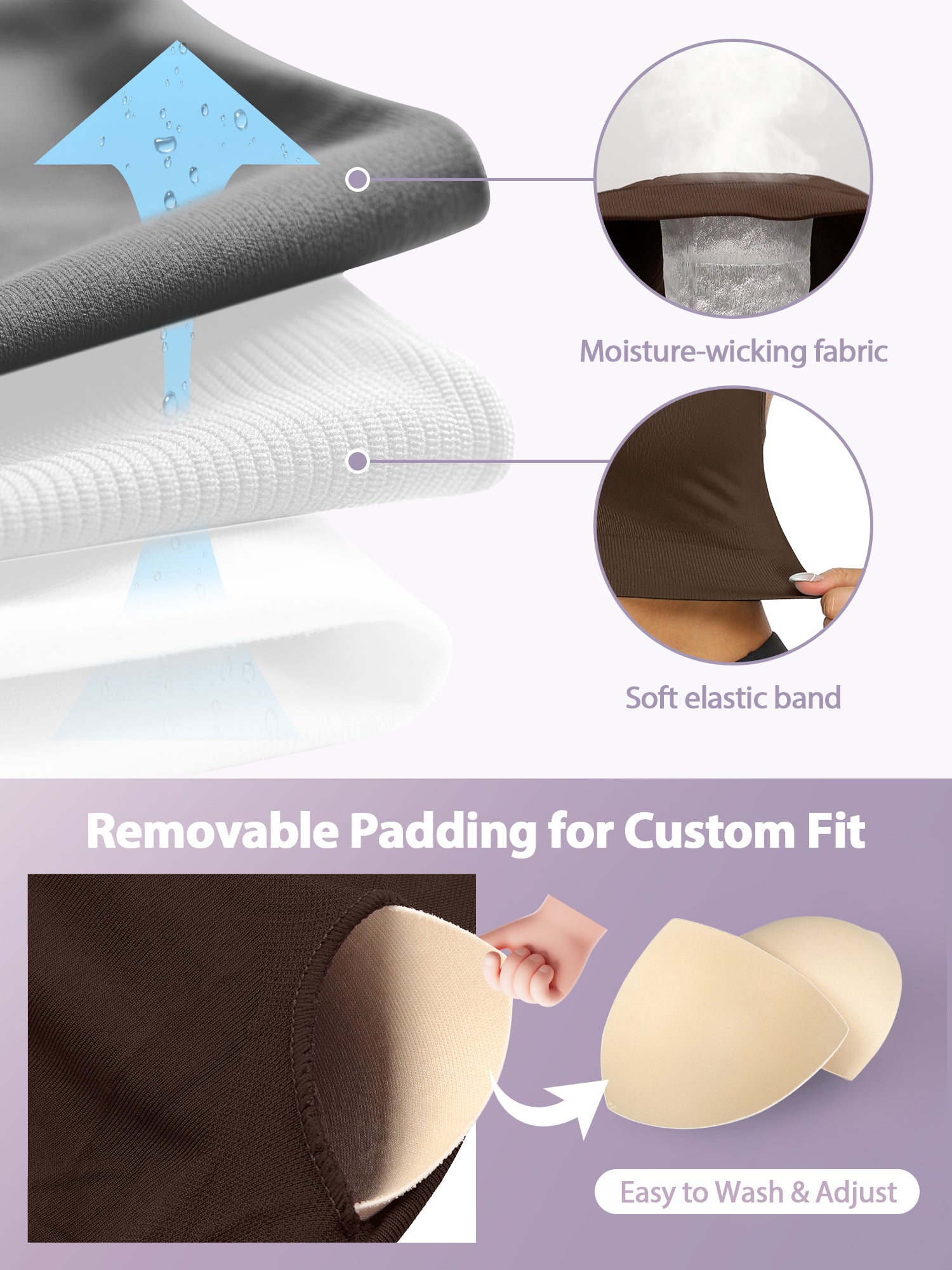 VEQKING Strappy Women's Sports Bras for Cross-Back Running with Removable Padding Brown