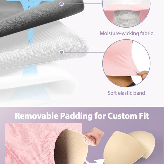 VEQKING Strappy Women's Sports Bras for Cross-Back Running with Removable Padding Pink