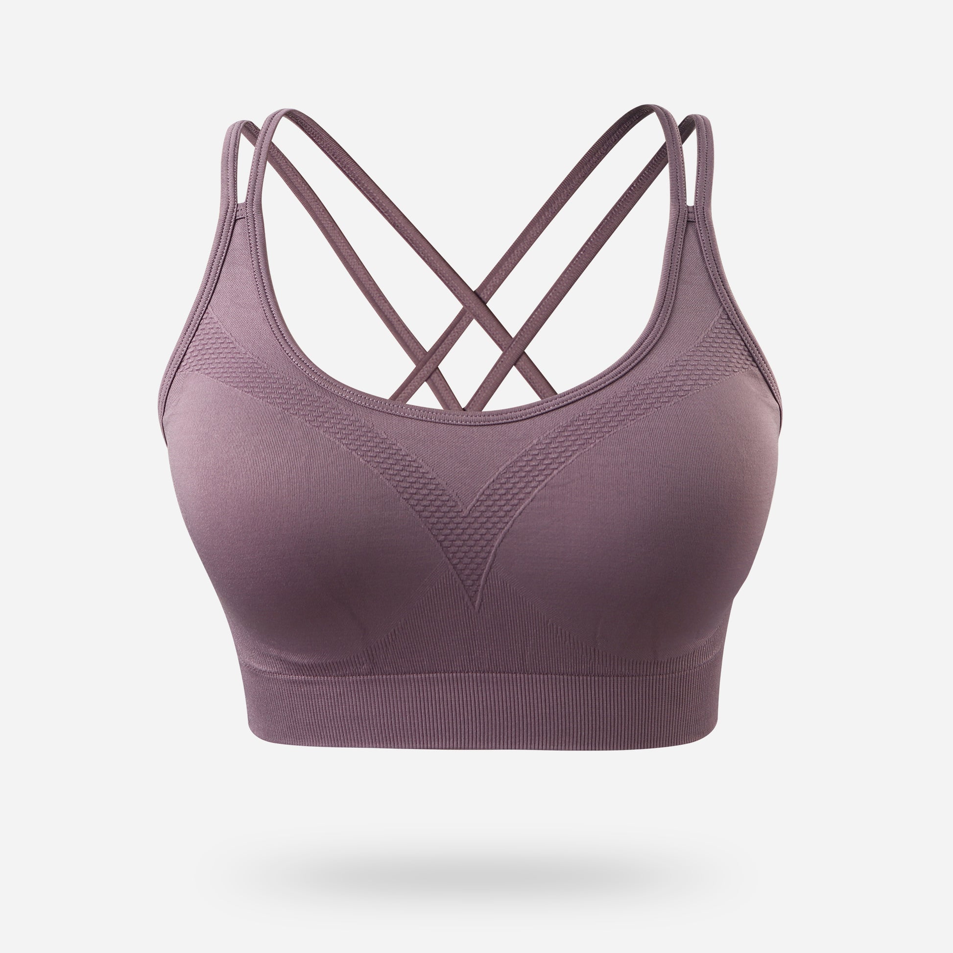 VEQKING Strappy Women's Sports Bras for Cross-Back Running with Removable Padding Purple