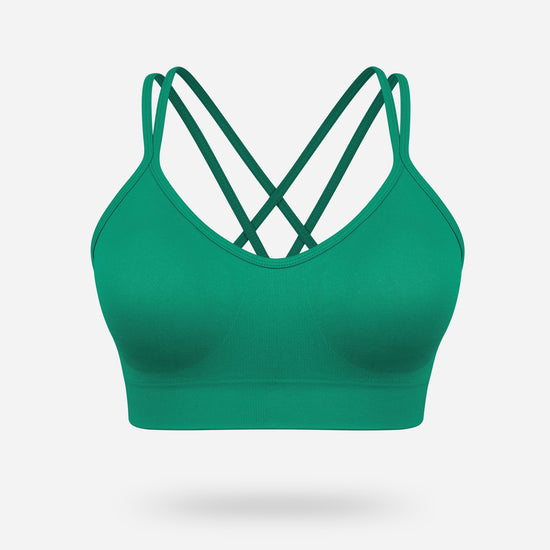 VEQKING Women's Cross Back Sports Bra Padded Strappy Medium Support