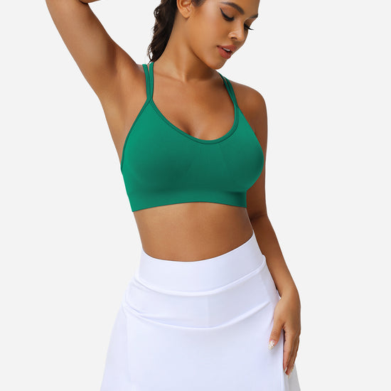 VEQKING Women's Cross Back Sports Bra Padded Strappy Medium Support