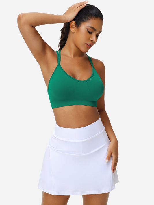 VEQKING Women's Cross Back Sports Bra Padded Strappy Medium Support